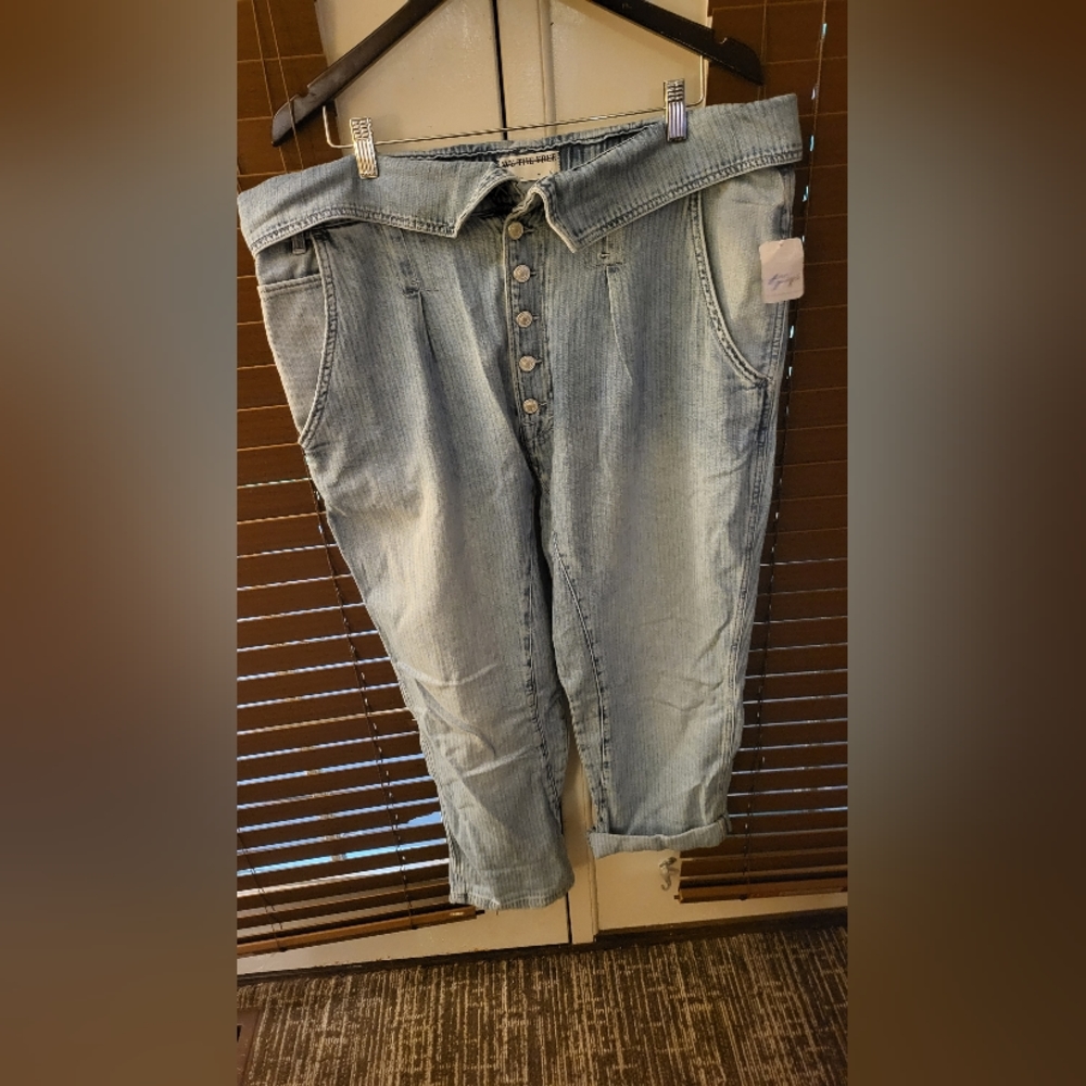 Free people foldover five button jeans light wash